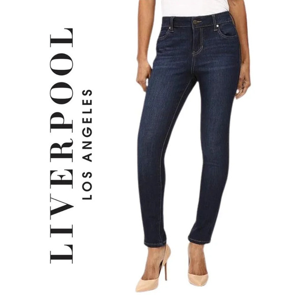 Liverpool Denim - Liverpool, The Ankle Skinny Jeans in Corvus Dark, Blue, Dark Wash, Size 4